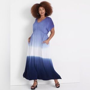 Beachy Dolman-Sleeve Side-Slit Ombre Maxi Dress size 26/28 from Lane Beyant